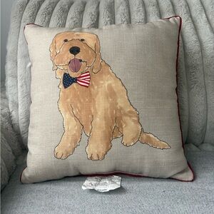 Charming Tan Dog Cushion with Bow Tie